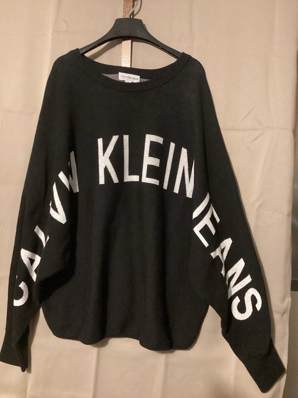 Men’s Vintage Calvin Klein Jeans Logo Sweater Size Large Black Y2K 90's Themed